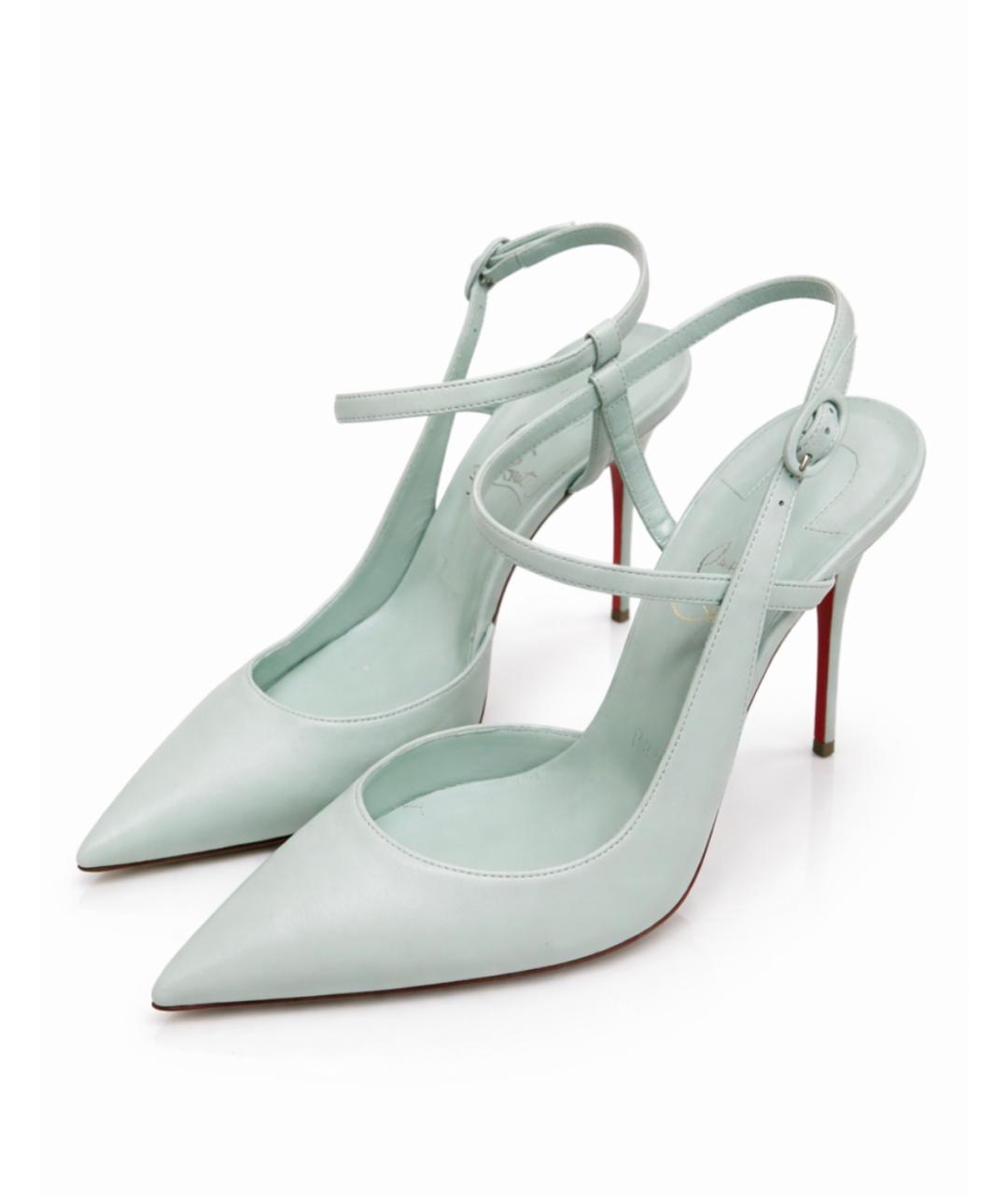CHRISTIAN LOUBOUTIN Бирюзовые кожаные туфли, фото 2