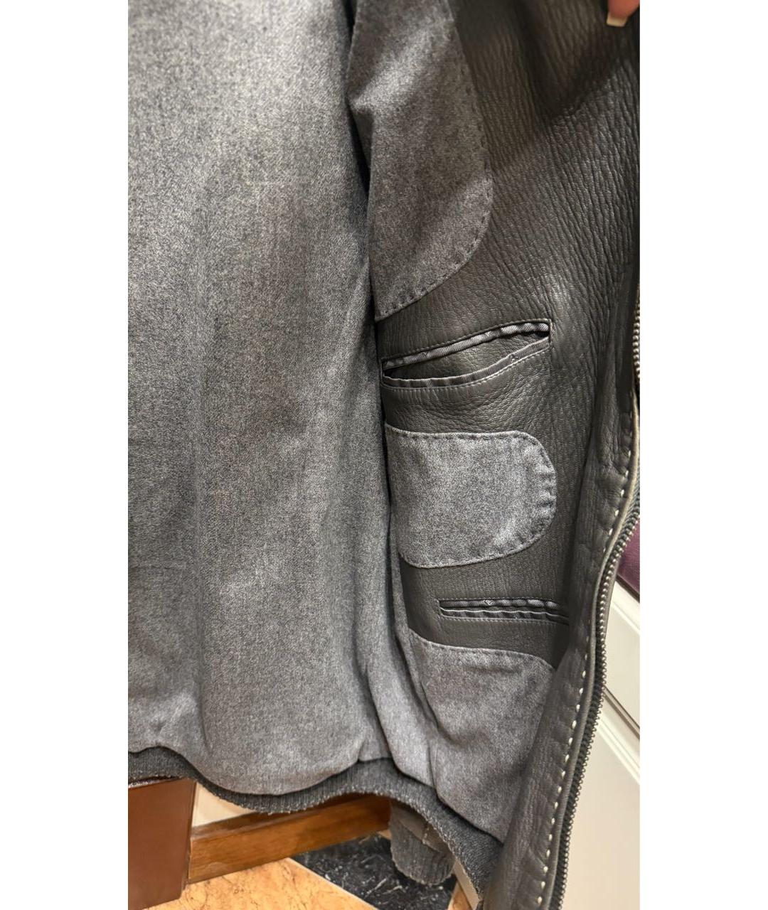 FENDI Антрацитовая кожаная куртка, фото 6
