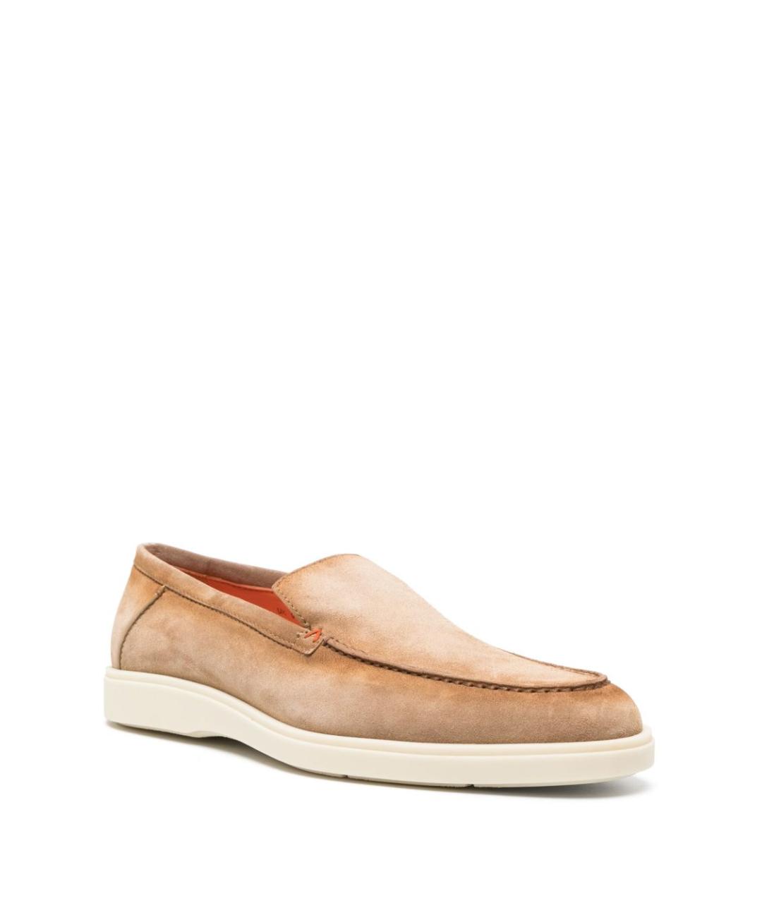 SANTONI Бежевые замшевые лоферы, фото 3