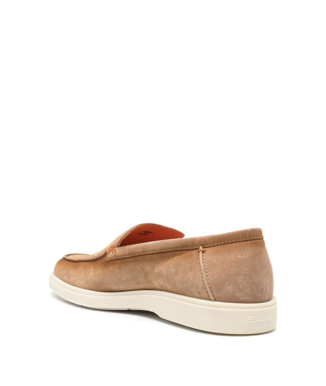 SANTONI Бежевые замшевые лоферы, фото 2