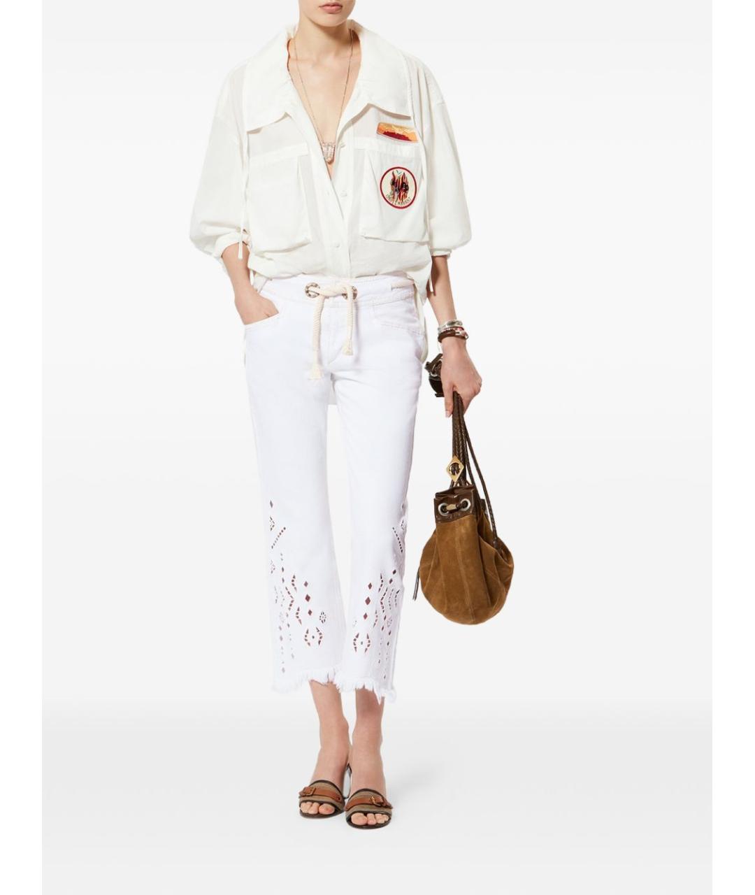 ISABEL MARANT Белые хлопковые прямые брюки, фото 3