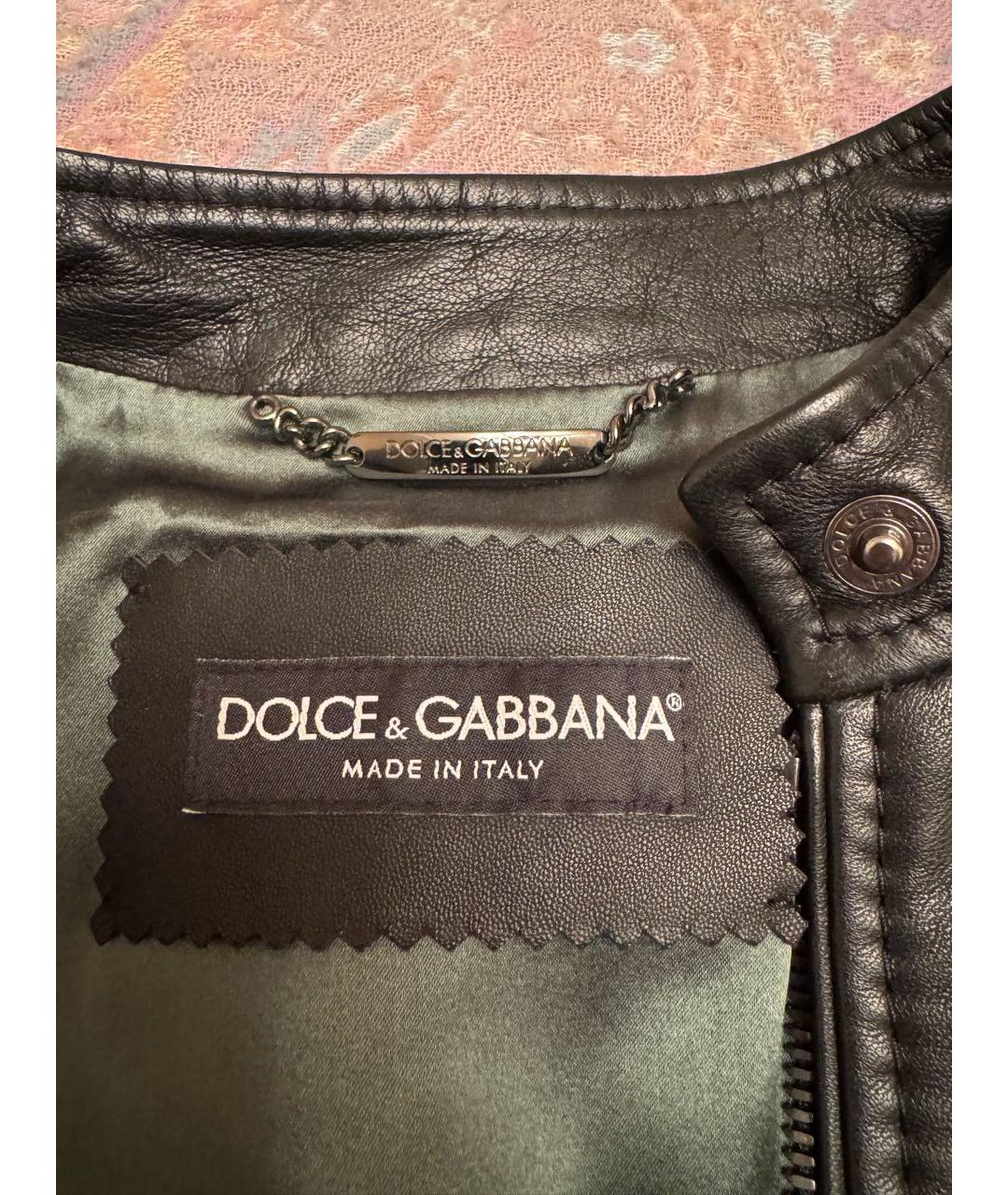DOLCE&GABBANA Черная кожаная куртка, фото 3