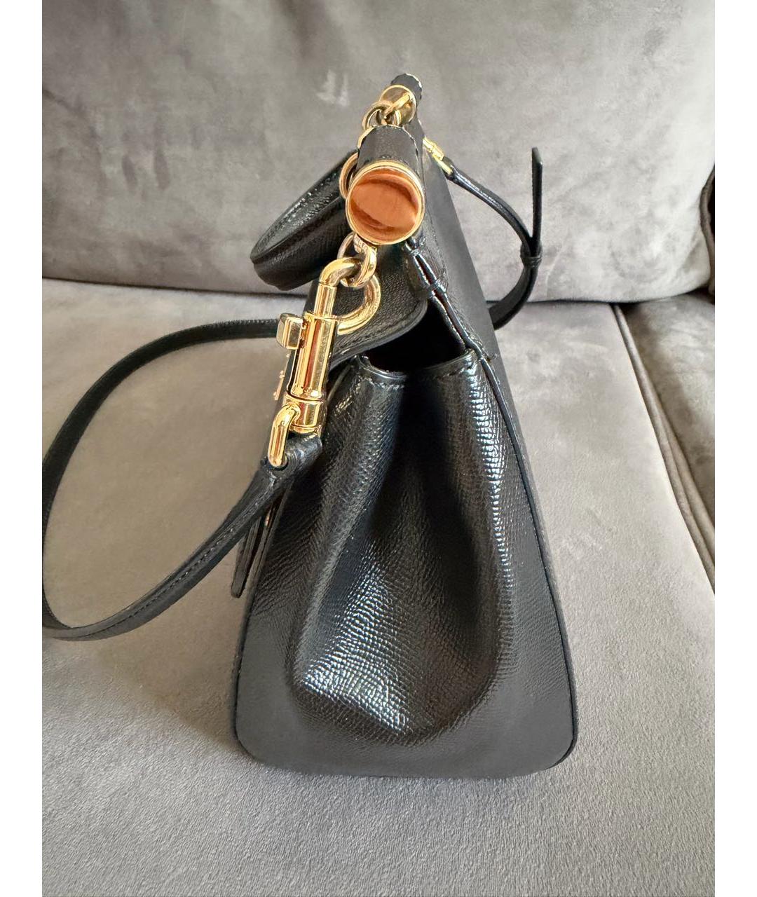 DOLCE&GABBANA Черная кожаная сумка через плечо, фото 2