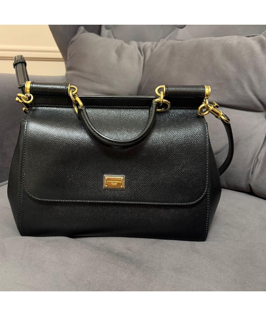 DOLCE&GABBANA Черная кожаная сумка через плечо, фото 5