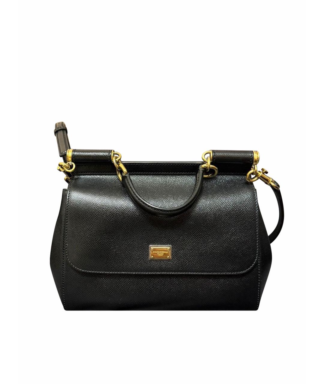 DOLCE&GABBANA Черная кожаная сумка через плечо, фото 1