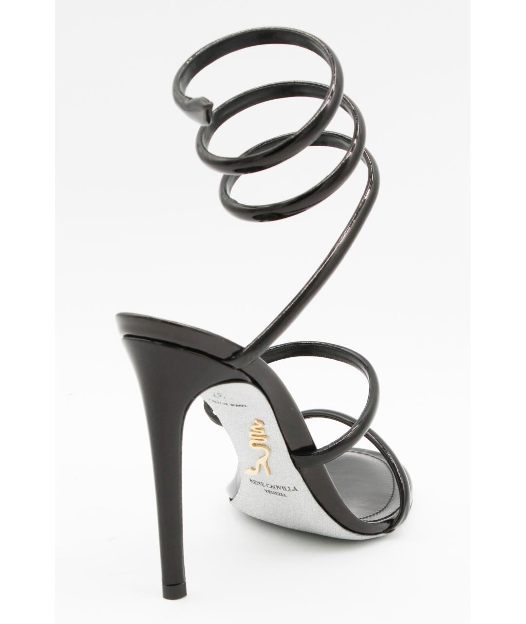 RENE CAOVILLA Черные кожаные босоножки, фото 3