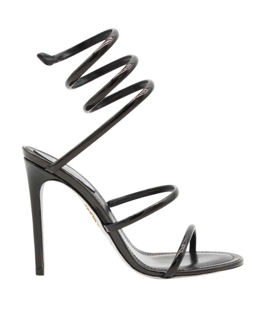 RENE CAOVILLA Черные кожаные босоножки, фото 1