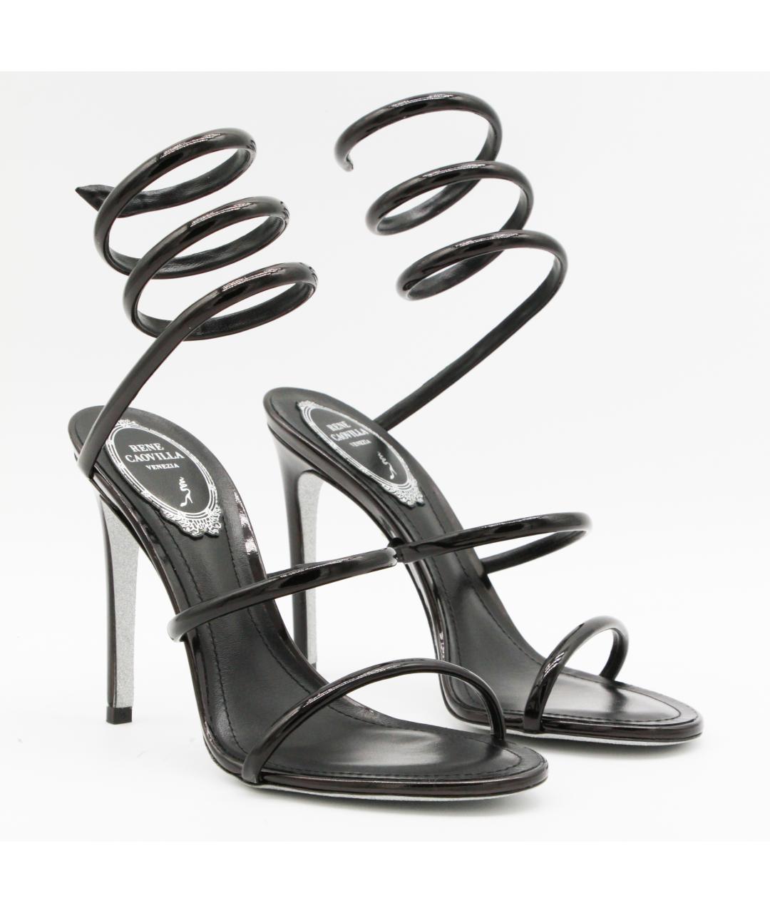 RENE CAOVILLA Черные кожаные босоножки, фото 2