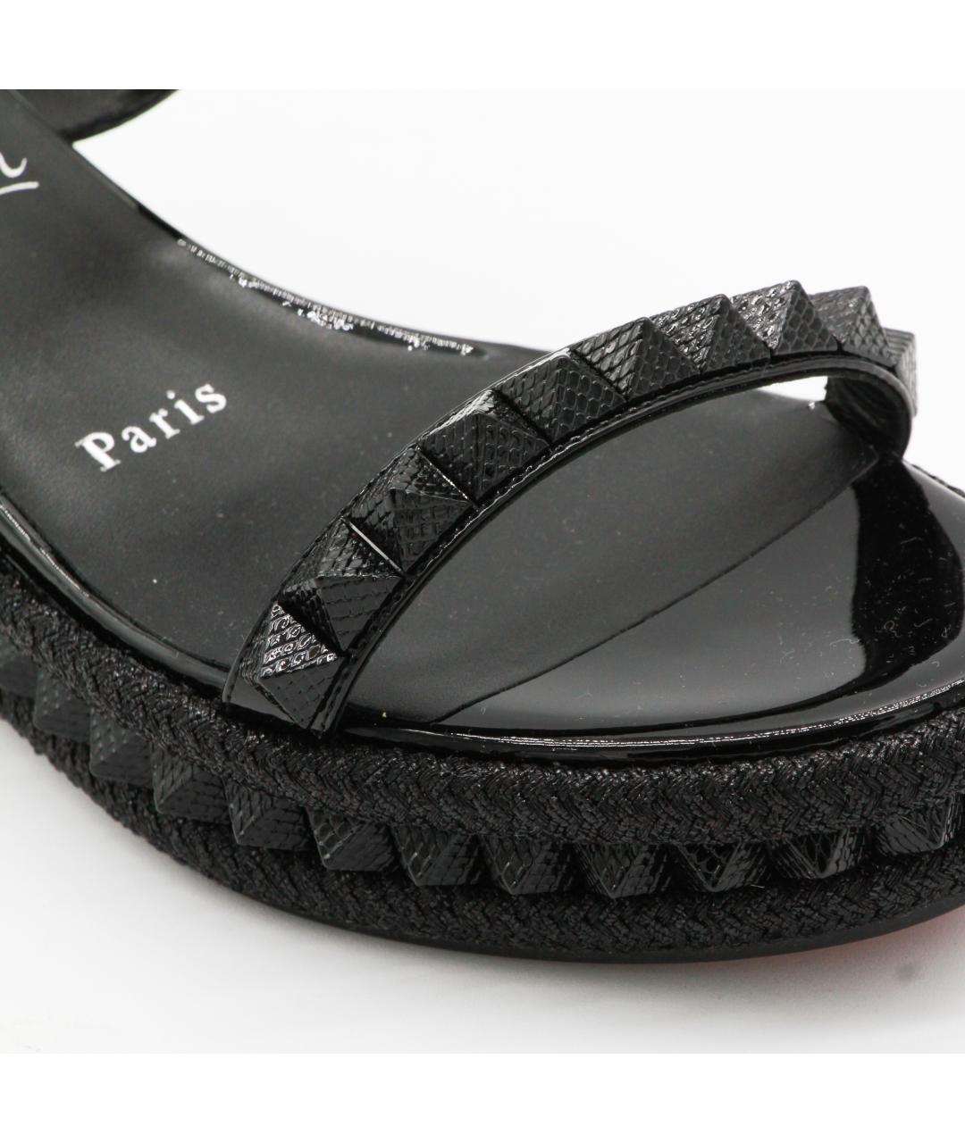 CHRISTIAN LOUBOUTIN Черные кожаные босоножки, фото 4