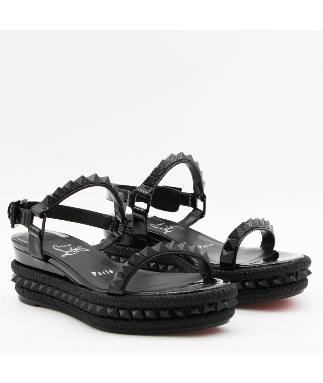 CHRISTIAN LOUBOUTIN Черные кожаные босоножки, фото 2