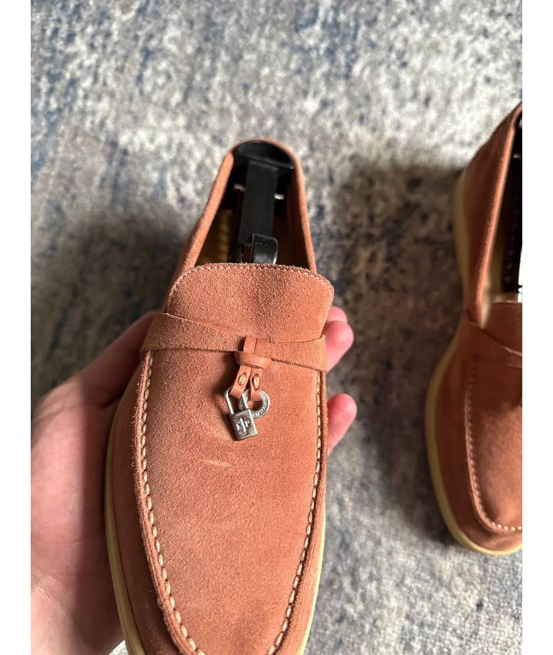 LORO PIANA Розовые замшевые лоферы, фото 2