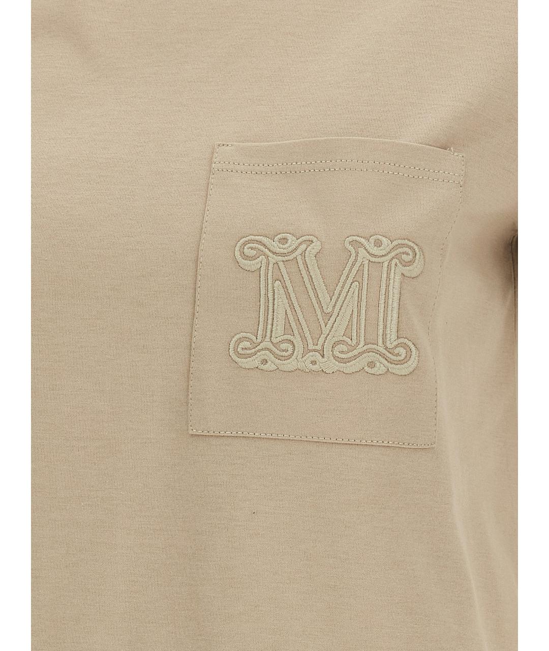 MAX MARA Бежевая хлопковая футболка, фото 2