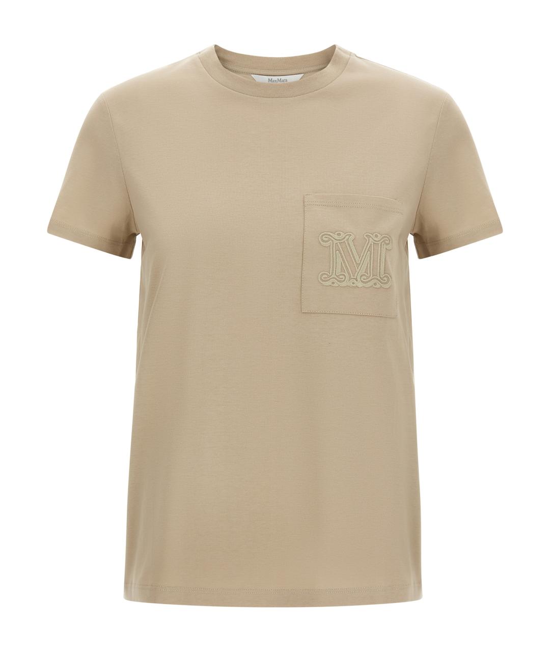 MAX MARA Бежевая хлопковая футболка, фото 1