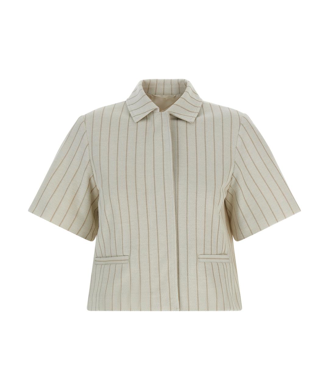 MAX MARA Бежевый хлопковый жакет/пиджак, фото 1