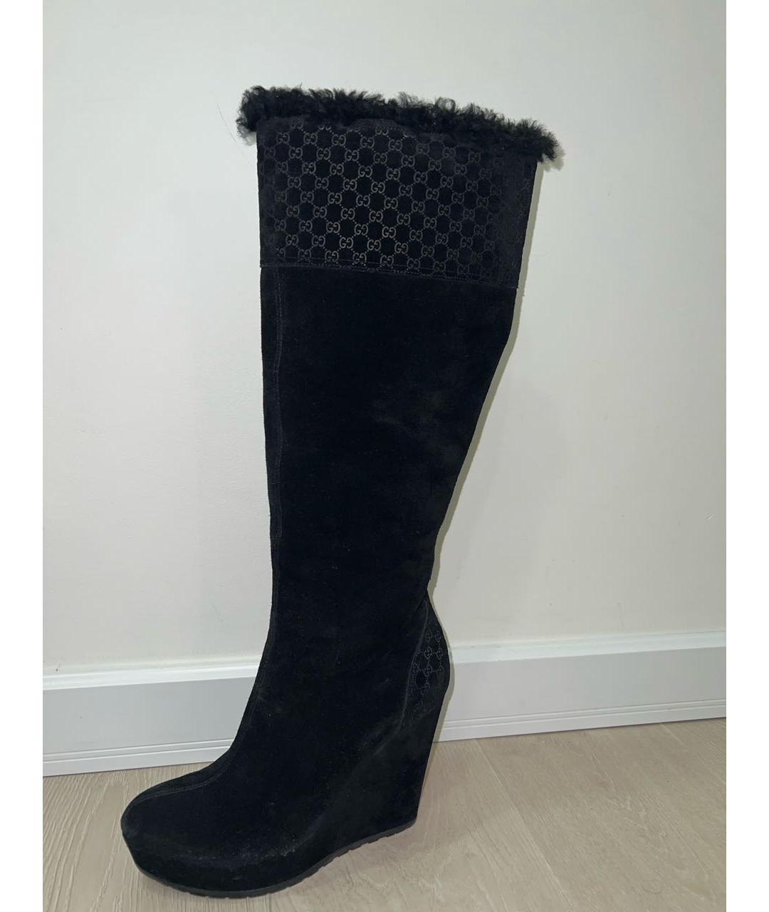 GUCCI Черные замшевые сапоги, фото 7