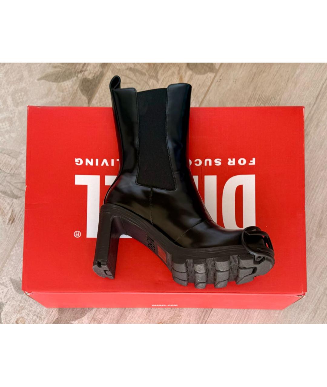 DIESEL Черные кожаные ботильоны, фото 3