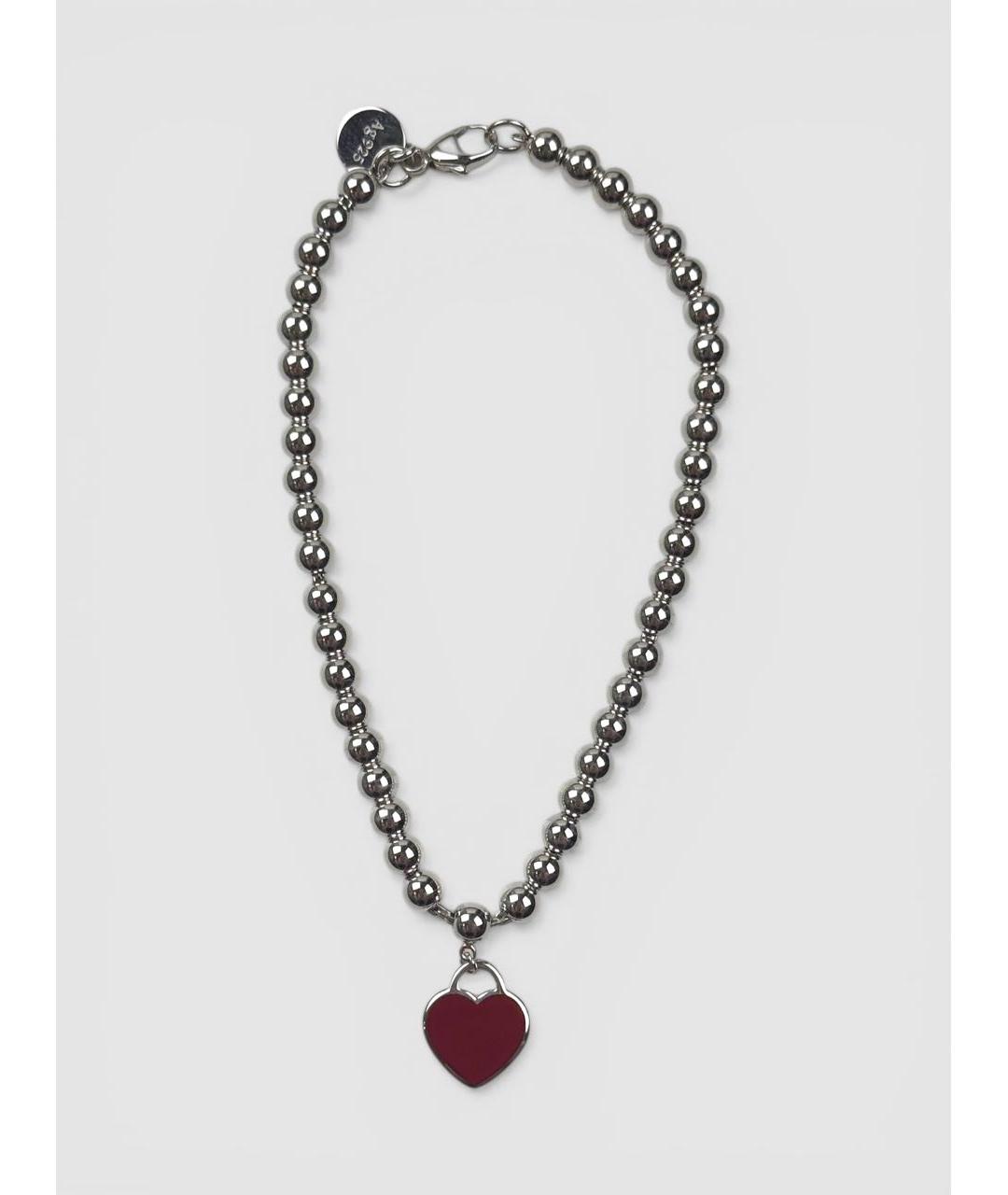 TIFFANY&CO Бордовый серебряный браслет, фото 6