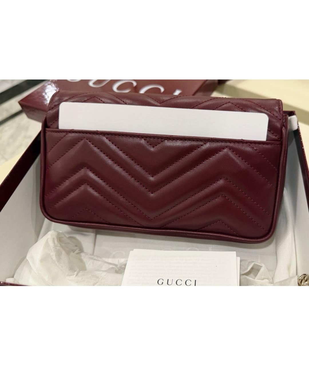 GUCCI Бордовая кожаная сумка через плечо, фото 6