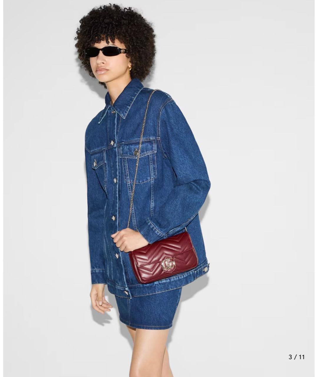 GUCCI Бордовая кожаная сумка через плечо, фото 3