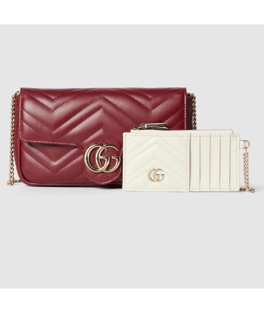 GUCCI Бордовая кожаная сумка через плечо, фото 4