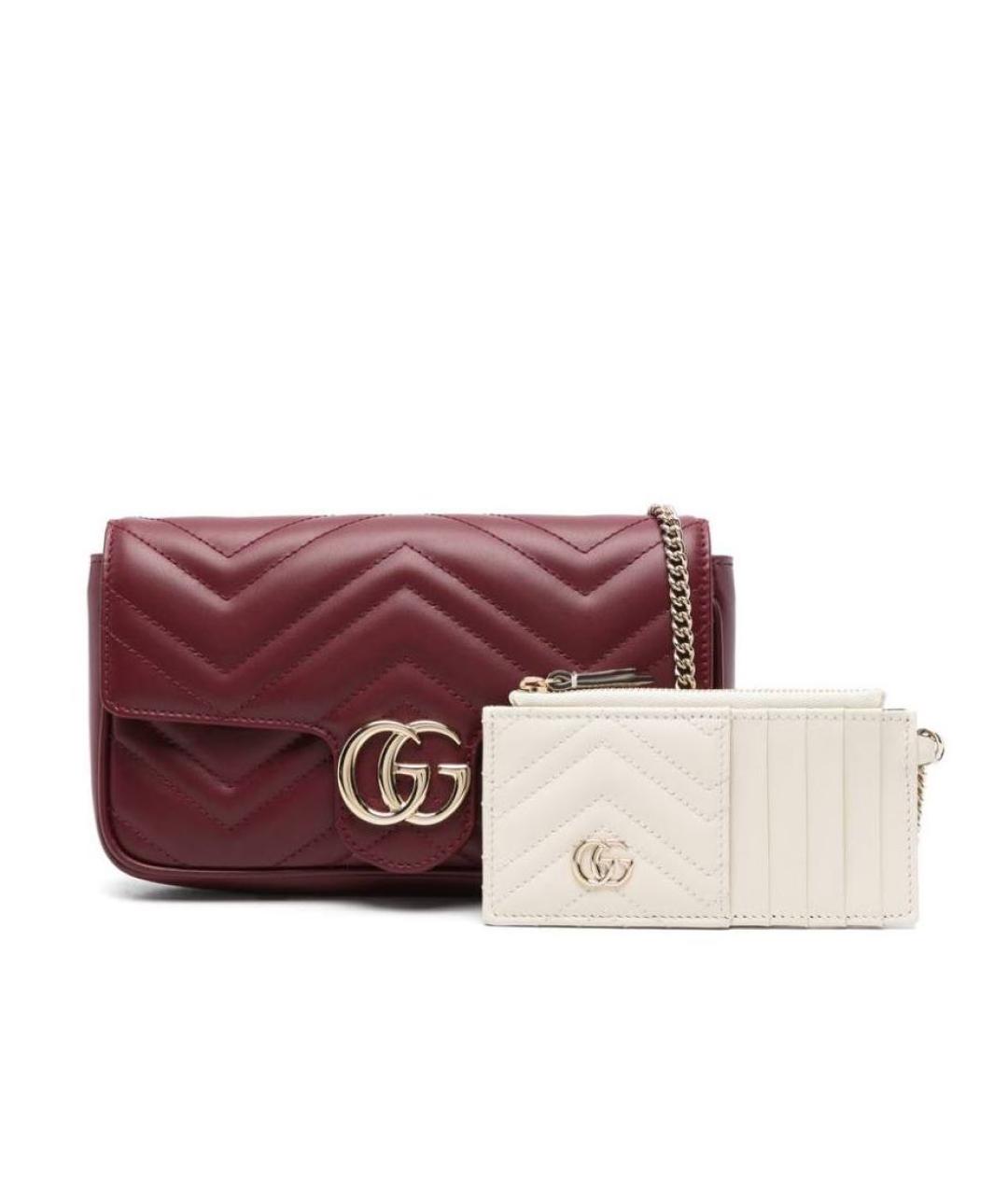 GUCCI Бордовая кожаная сумка через плечо, фото 2