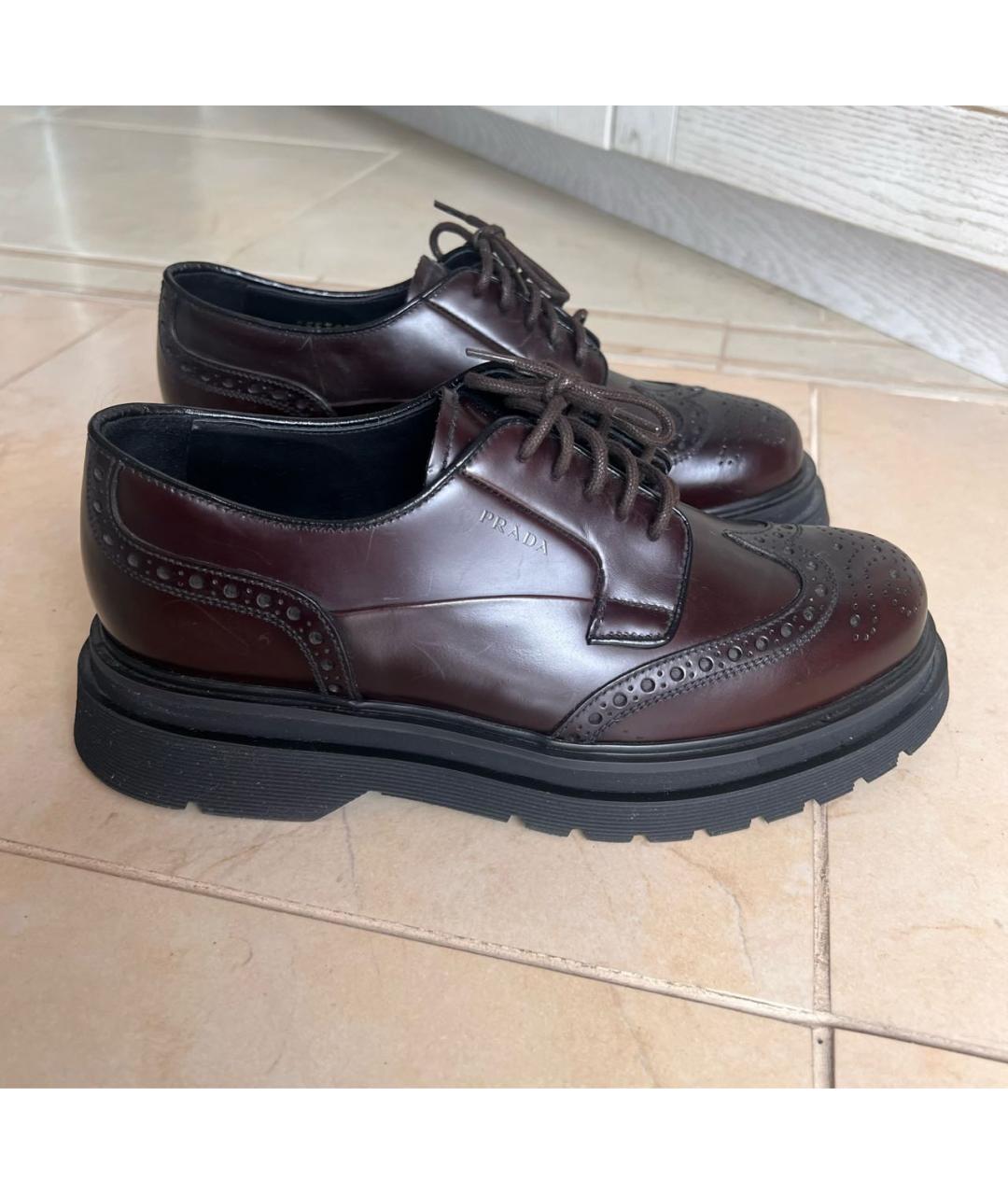 PRADA Коричневые кожаные лоферы, фото 4