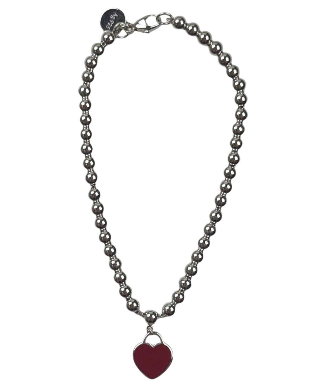 TIFFANY&CO Бордовый серебряный браслет, фото 1