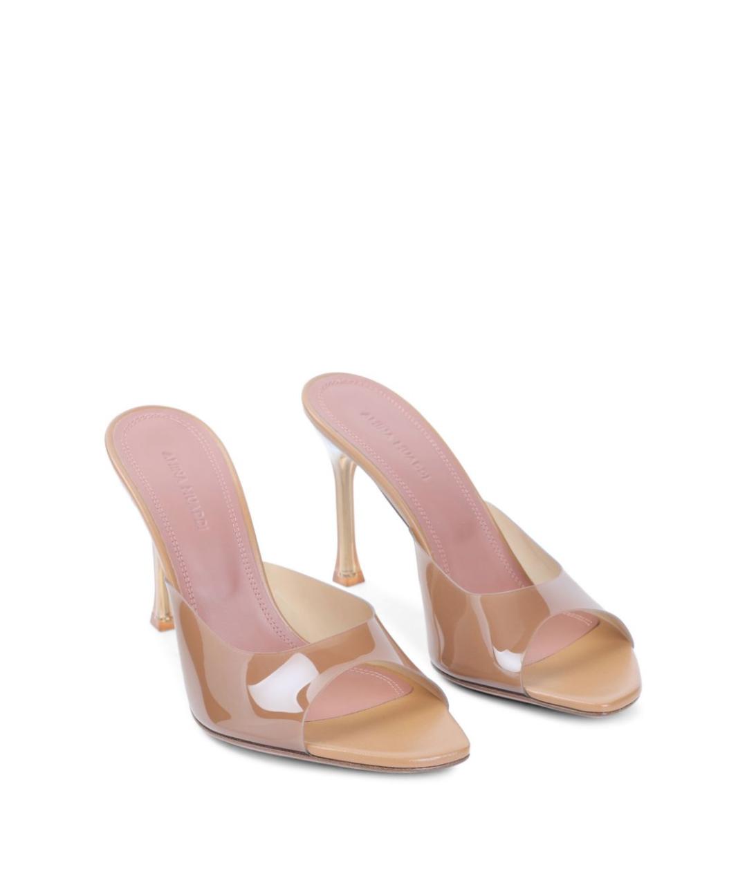 Amina Muaddi Бежевые резиновые мюли, фото 2