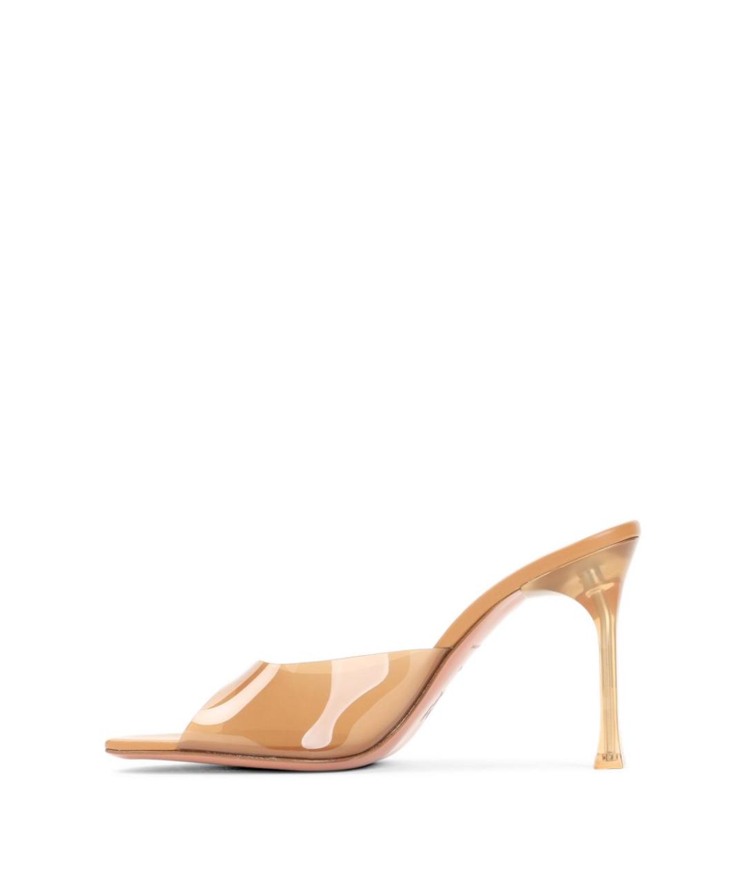 Amina Muaddi Бежевые резиновые мюли, фото 3