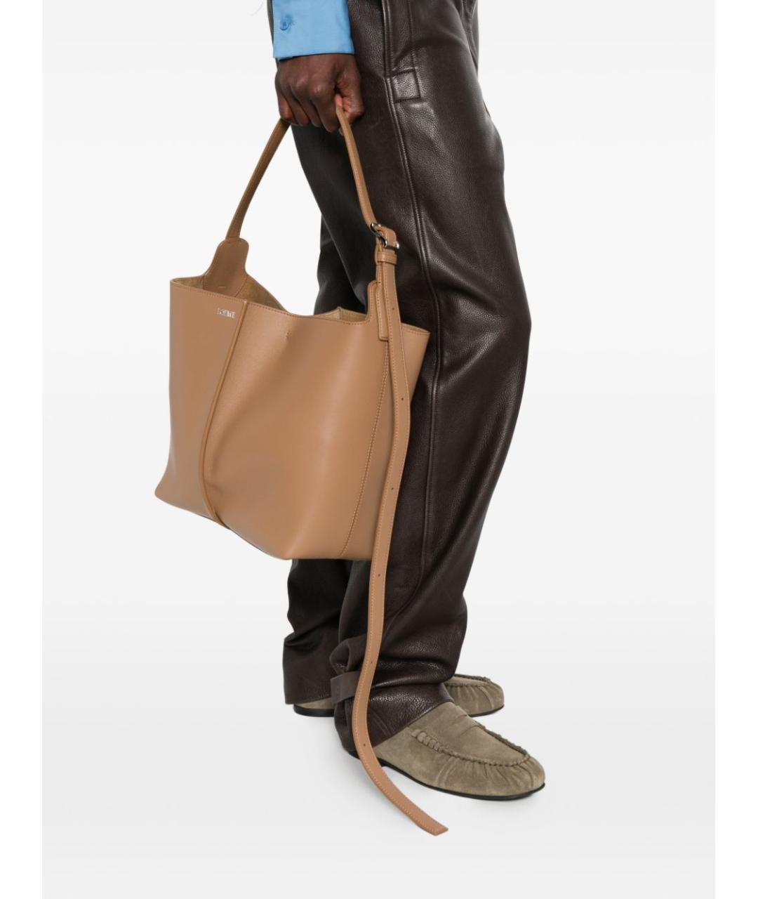 LOEWE Бежевая кожаная сумка тоут, фото 5