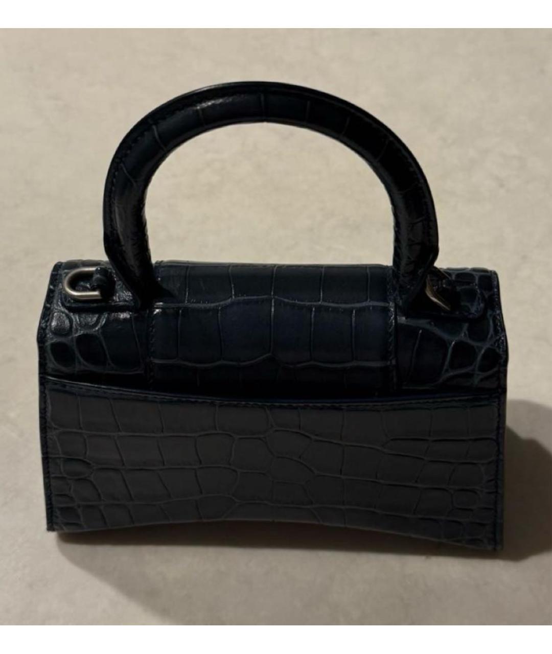 BALENCIAGA Темно-синяя кожаная сумка с короткими ручками, фото 5