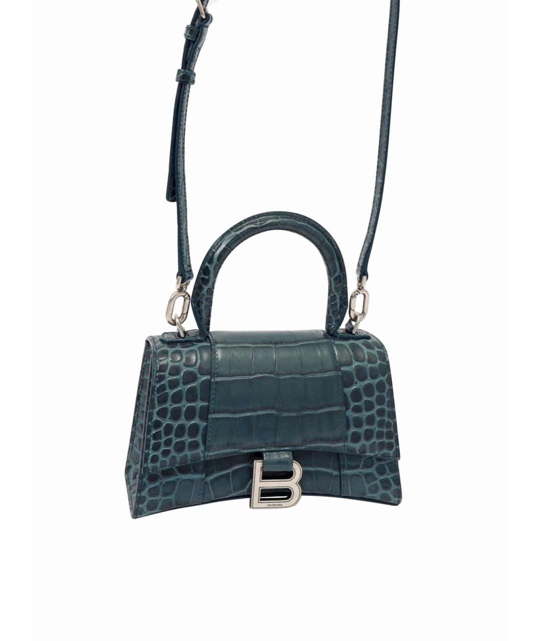 BALENCIAGA Темно-синяя кожаная сумка с короткими ручками, фото 1