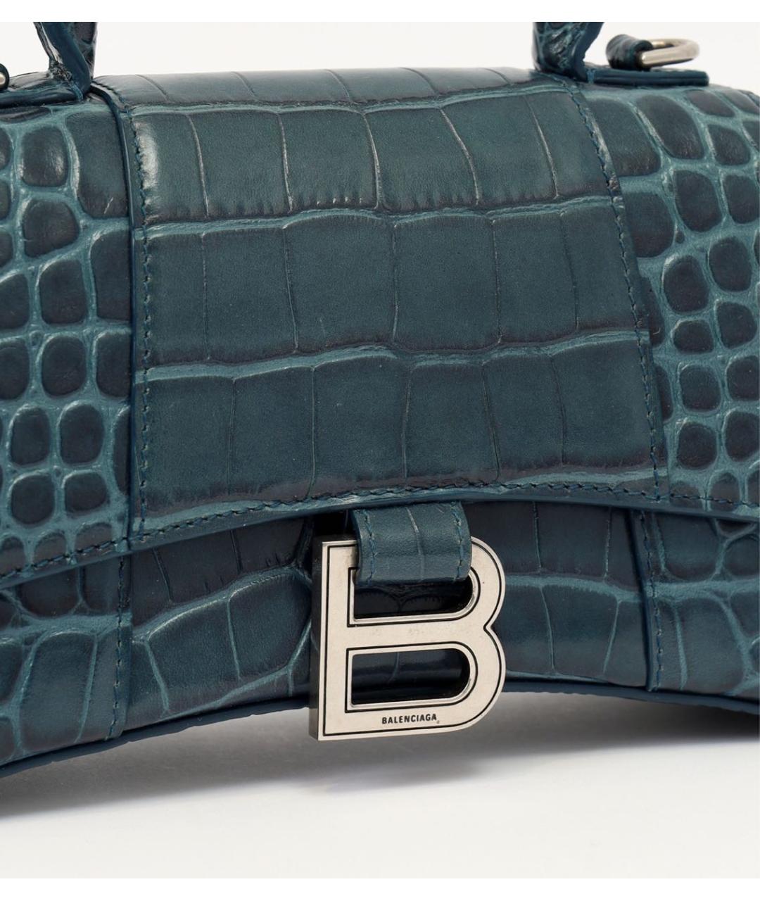 BALENCIAGA Темно-синяя кожаная сумка с короткими ручками, фото 7