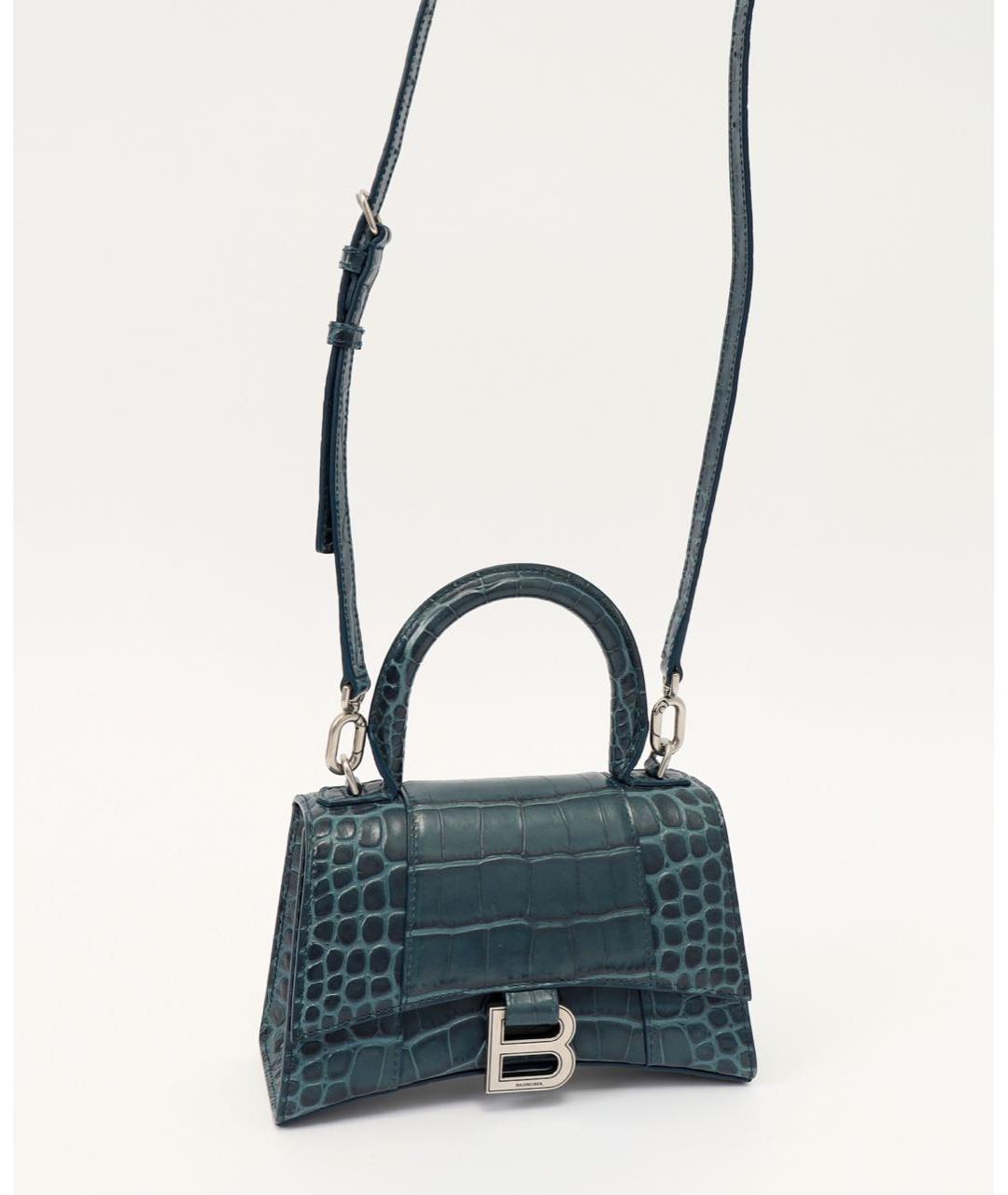 BALENCIAGA Темно-синяя кожаная сумка с короткими ручками, фото 9