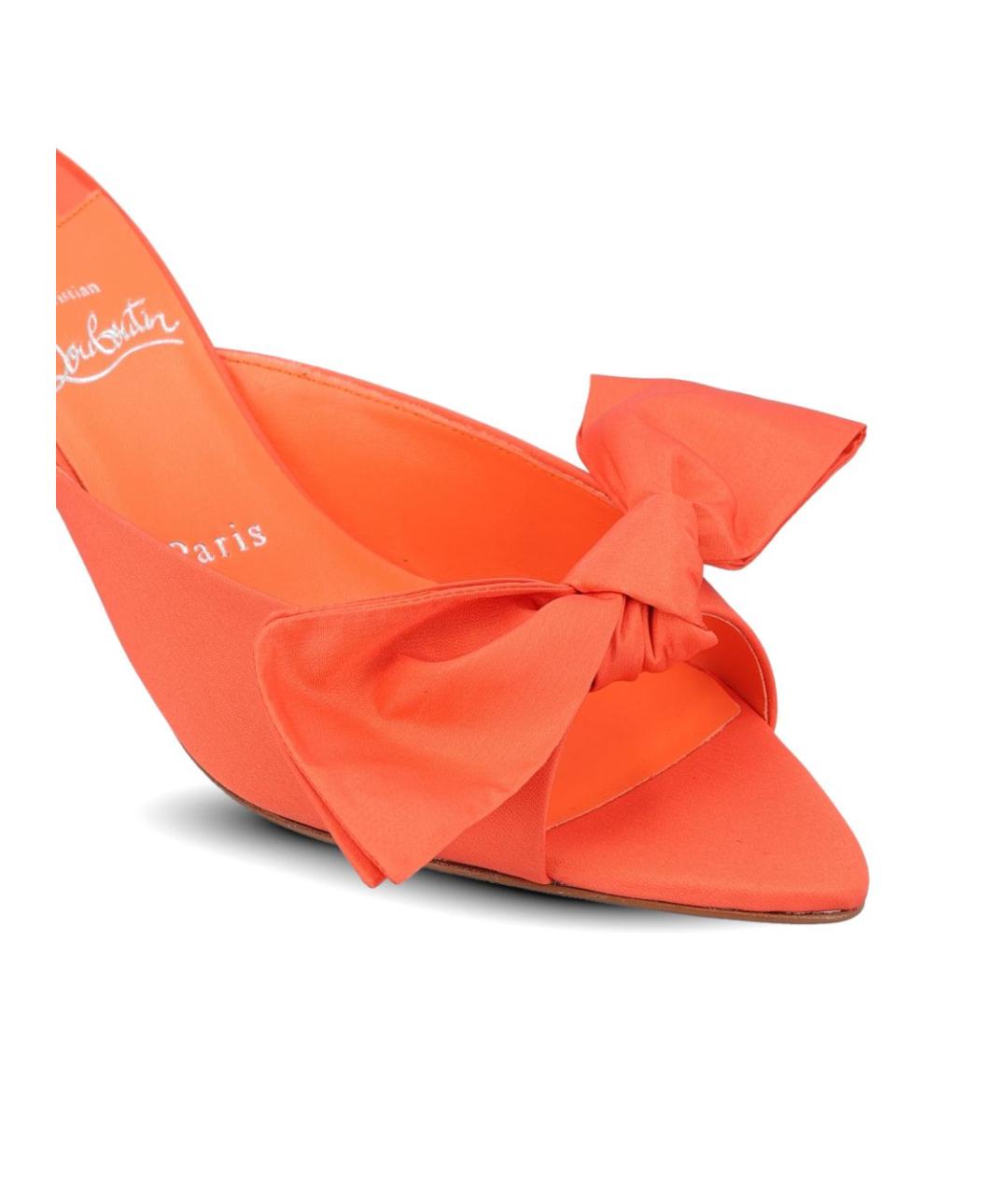 CHRISTIAN LOUBOUTIN Оранжевое текстильные мюли, фото 2