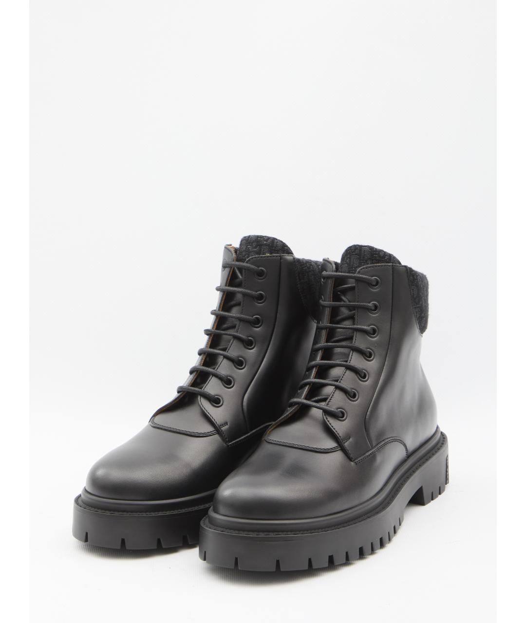 CHRISTIAN DIOR Черные кожаные высокие ботинки, фото 2