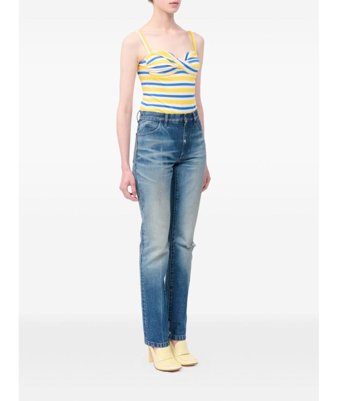 MM6 MAISON MARGIELA Синие хлопковые прямые джинсы, фото 3