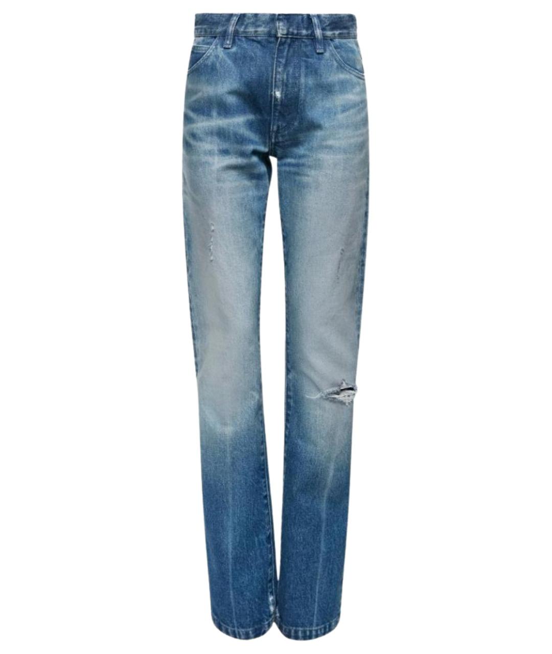 MM6 MAISON MARGIELA Синие хлопковые прямые джинсы, фото 1