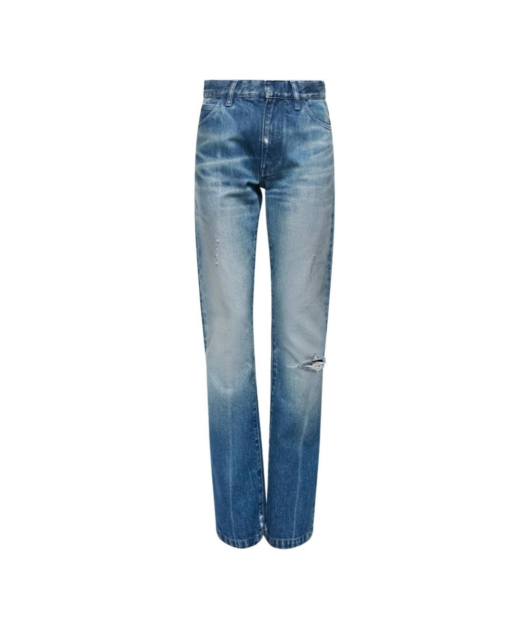 MM6 MAISON MARGIELA Синие хлопковые прямые джинсы, фото 7