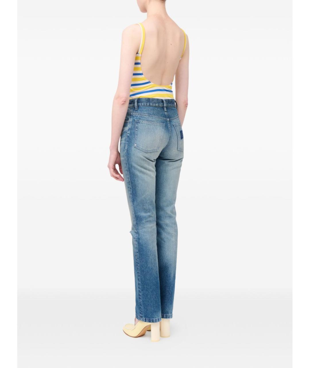 MM6 MAISON MARGIELA Синие хлопковые прямые джинсы, фото 4