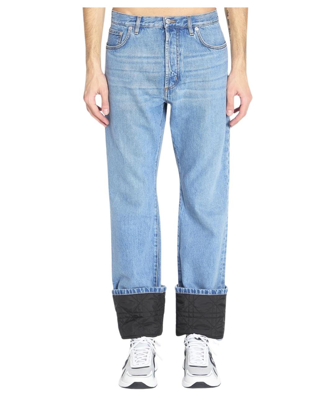 CHRISTIAN DIOR Голубые хлопковые прямые джинсы, фото 1