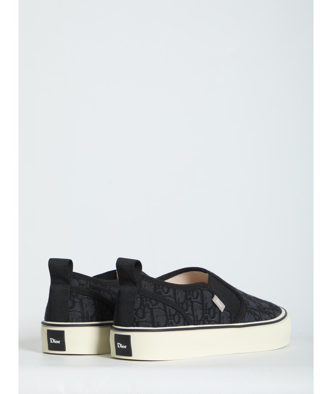 CHRISTIAN DIOR Черные текстильные слипоны, фото 3