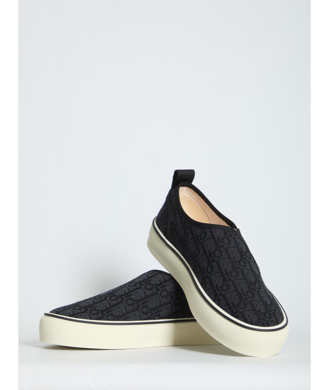 CHRISTIAN DIOR Черные текстильные слипоны, фото 5