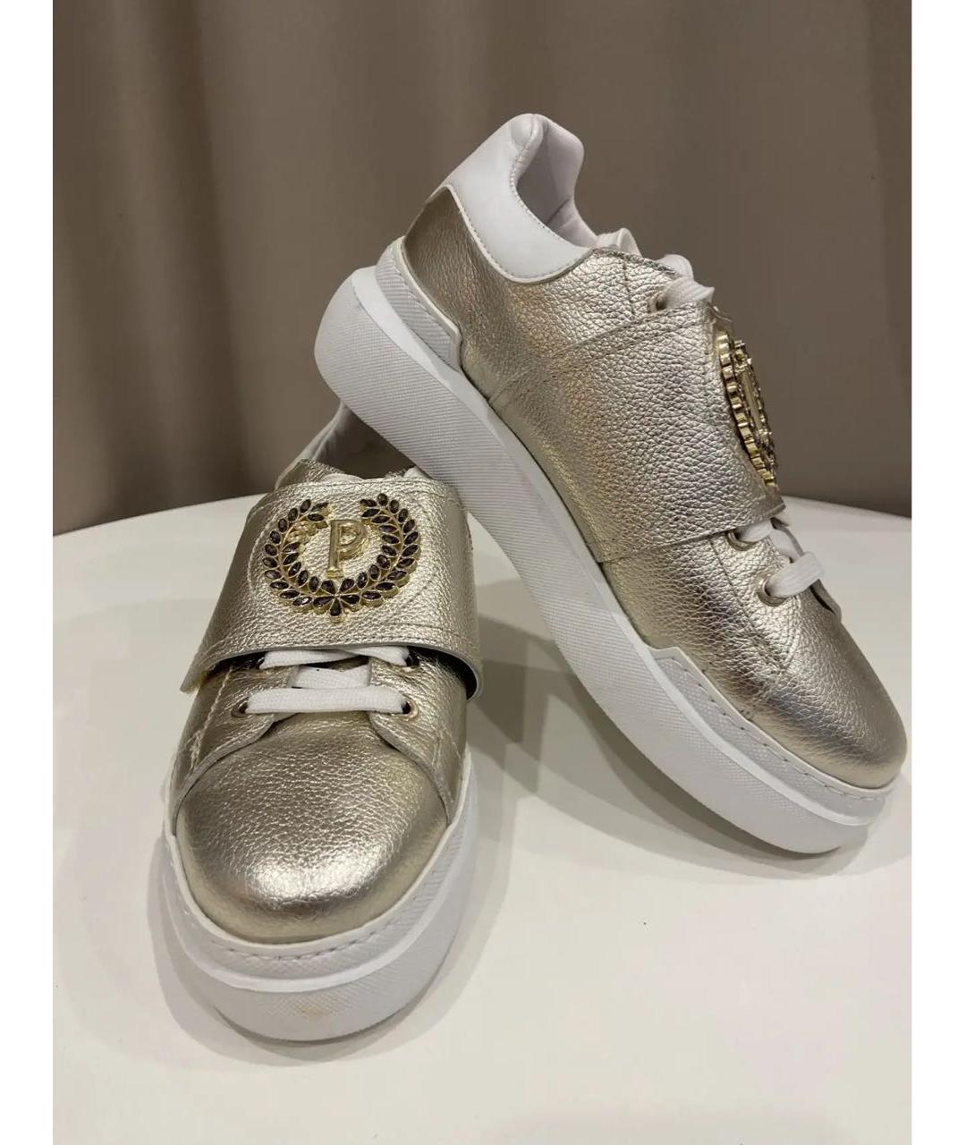 POLLINI Золотые кожаные кроссовки, фото 5