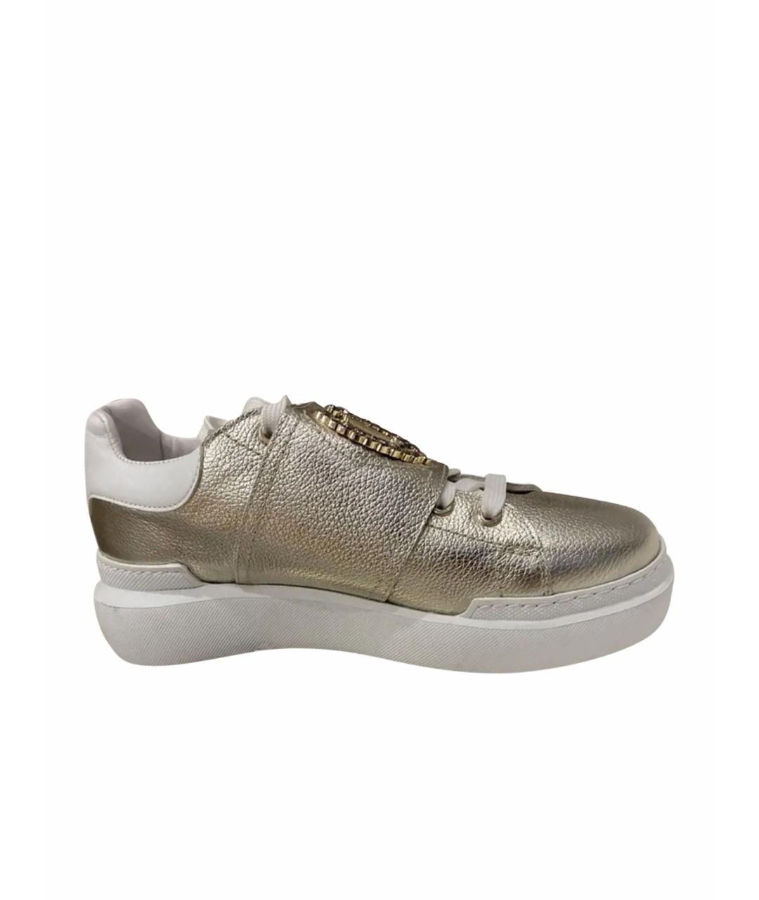 POLLINI Золотые кожаные кроссовки, фото 1