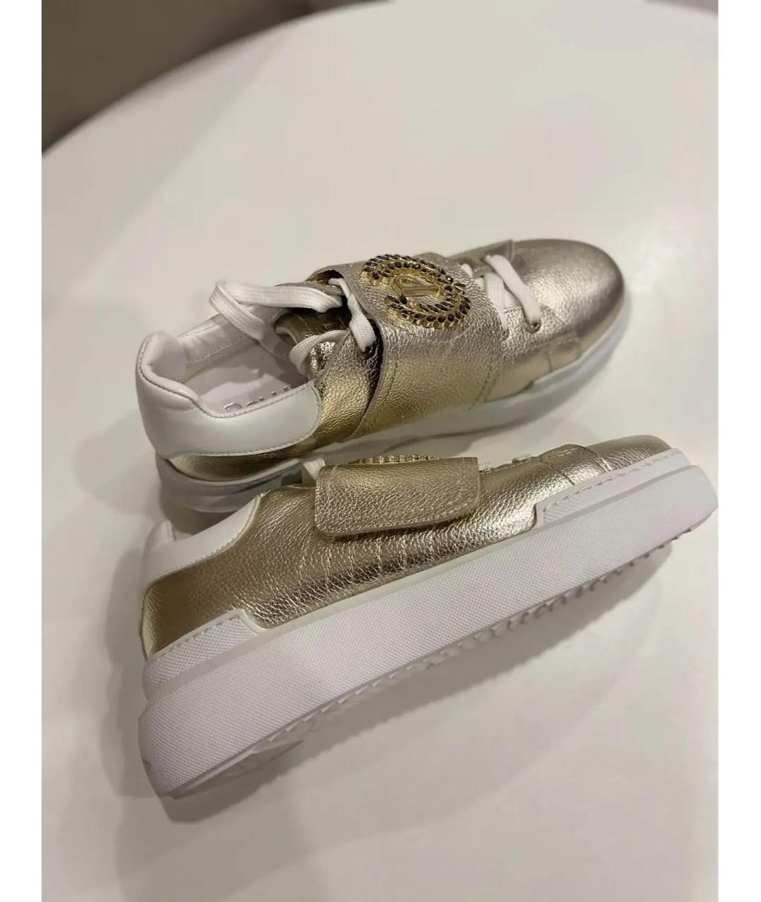 POLLINI Золотые кожаные кроссовки, фото 3