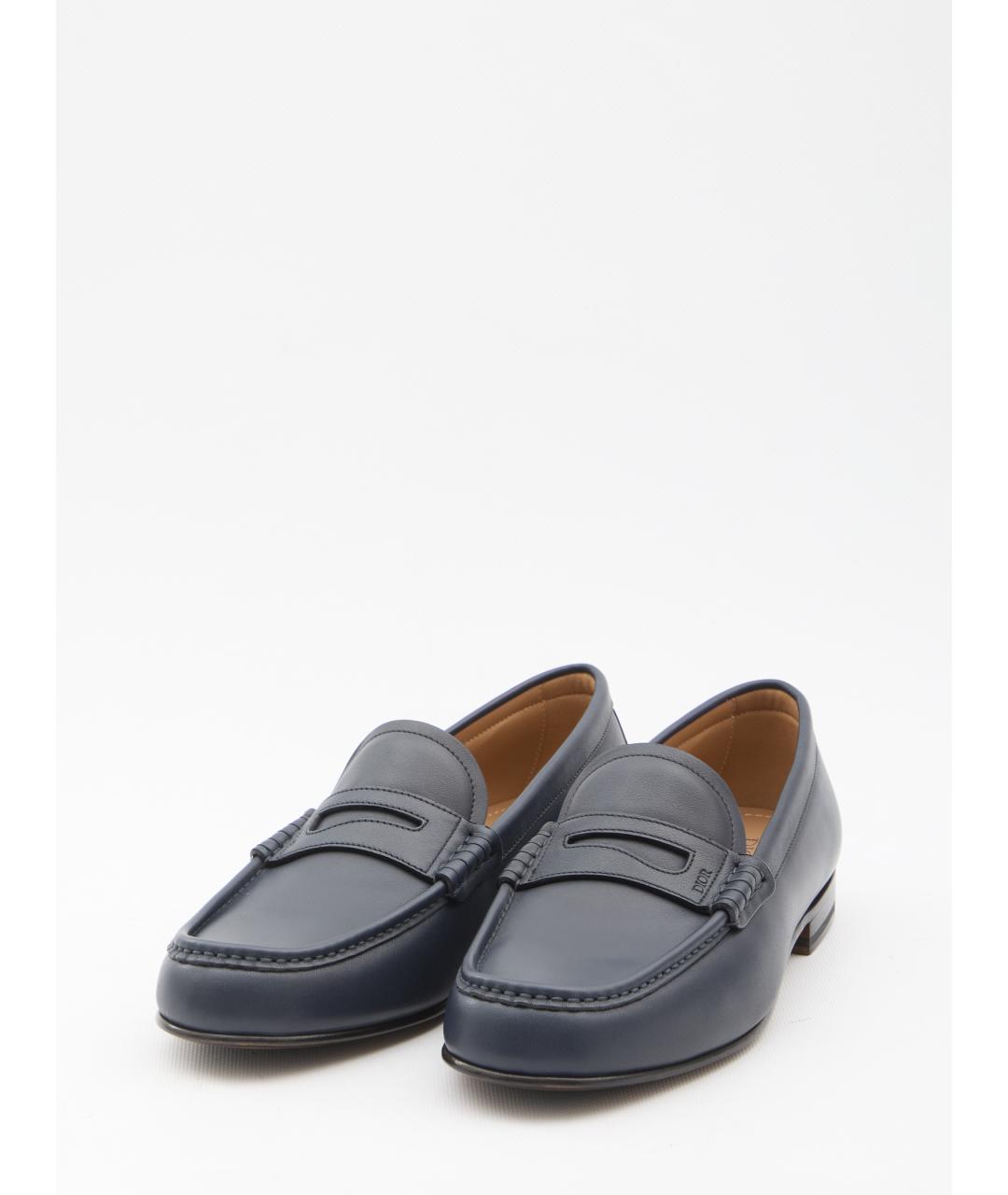CHRISTIAN DIOR Синие кожаные лоферы, фото 2