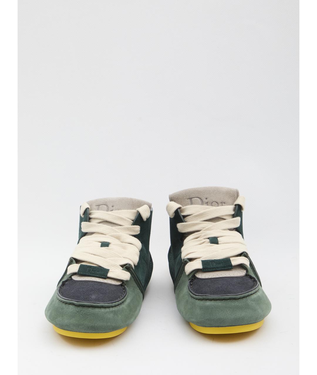 CHRISTIAN DIOR Зеленые кожаные низкие ботинки, фото 5