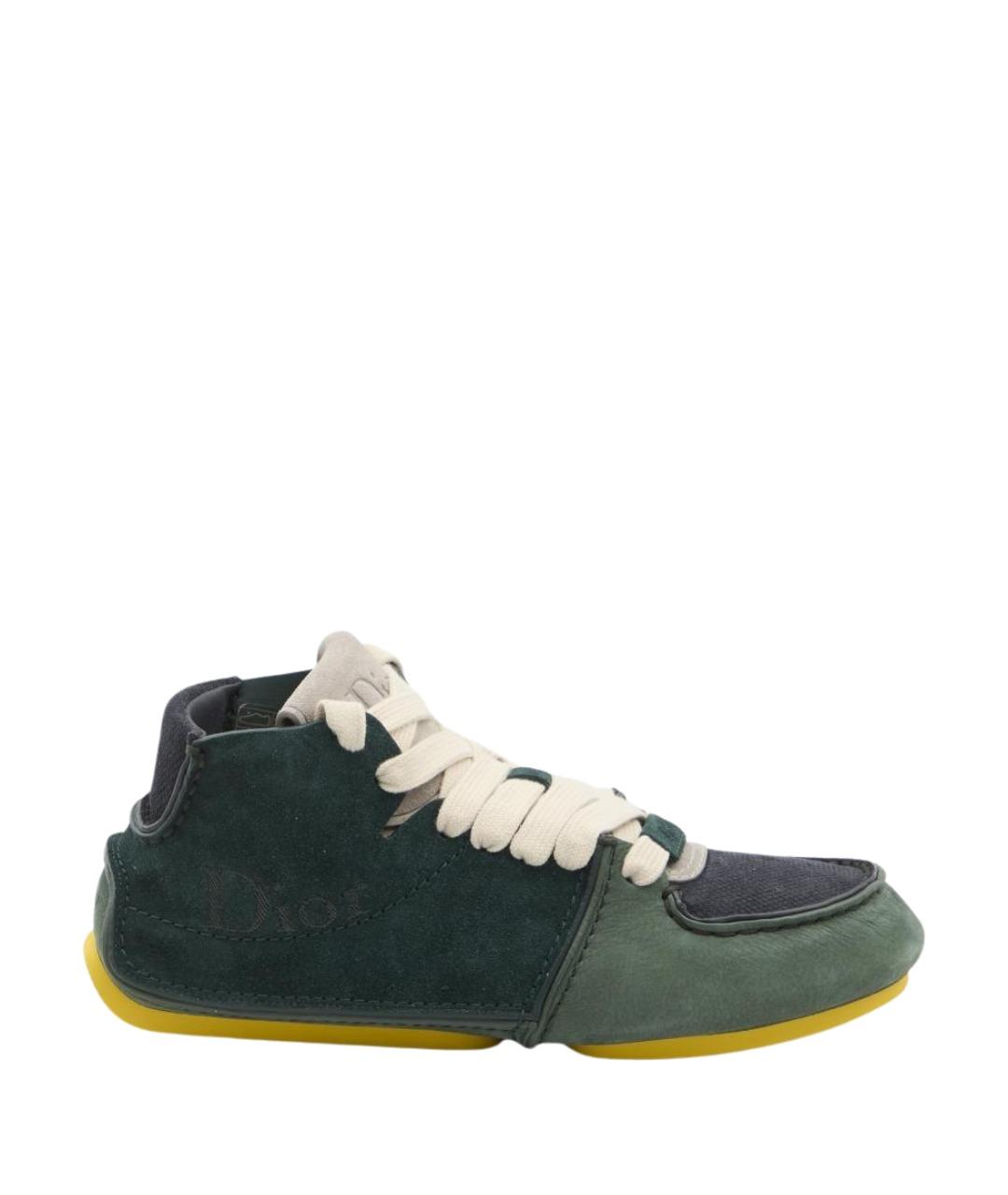 CHRISTIAN DIOR Зеленые кожаные низкие ботинки, фото 1