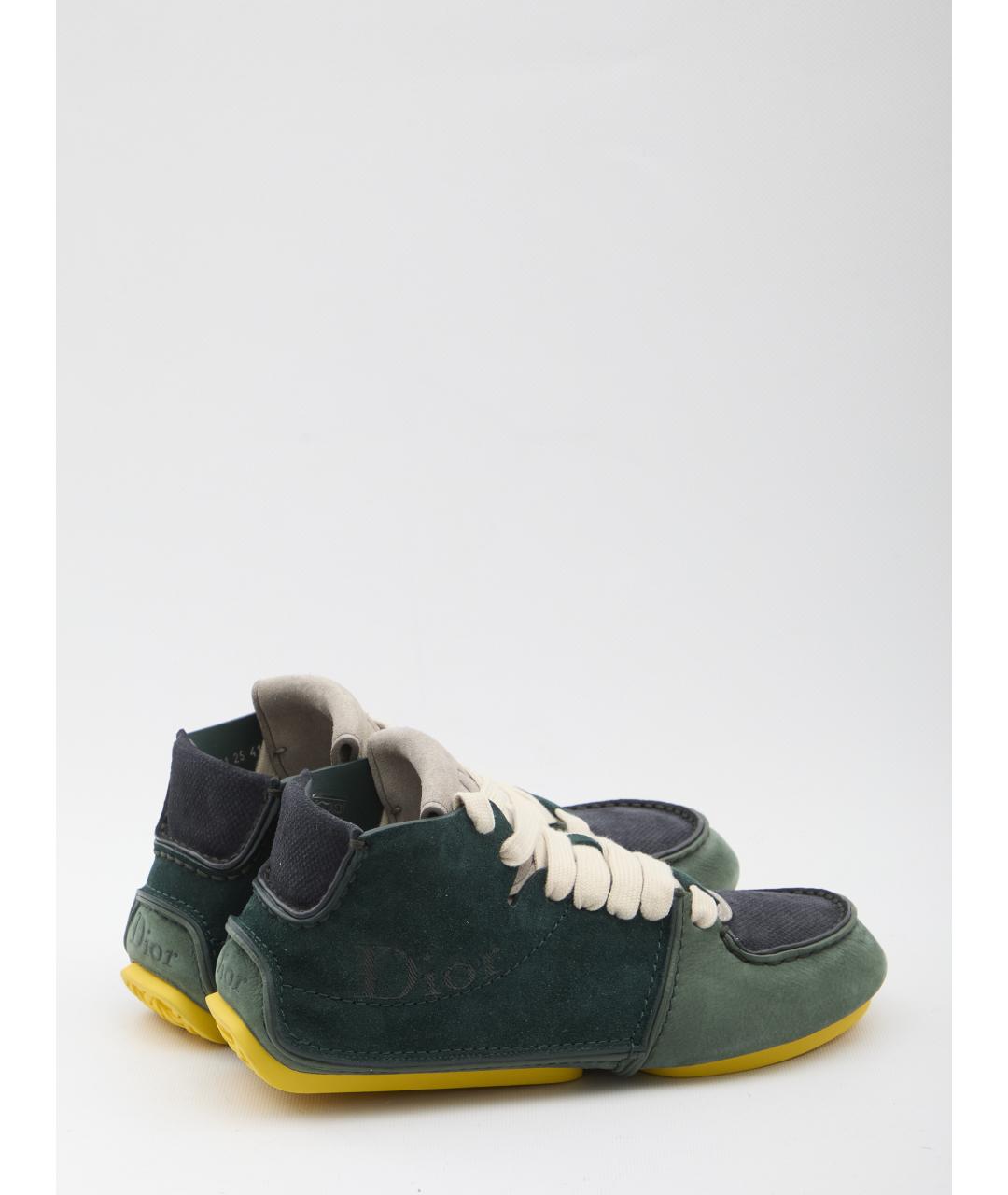 CHRISTIAN DIOR Зеленые кожаные низкие ботинки, фото 3